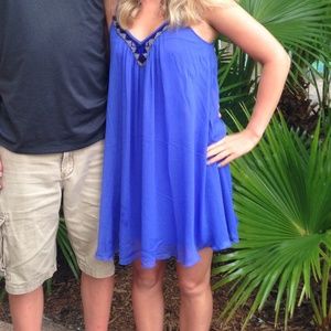Express Blue Beaded Dress